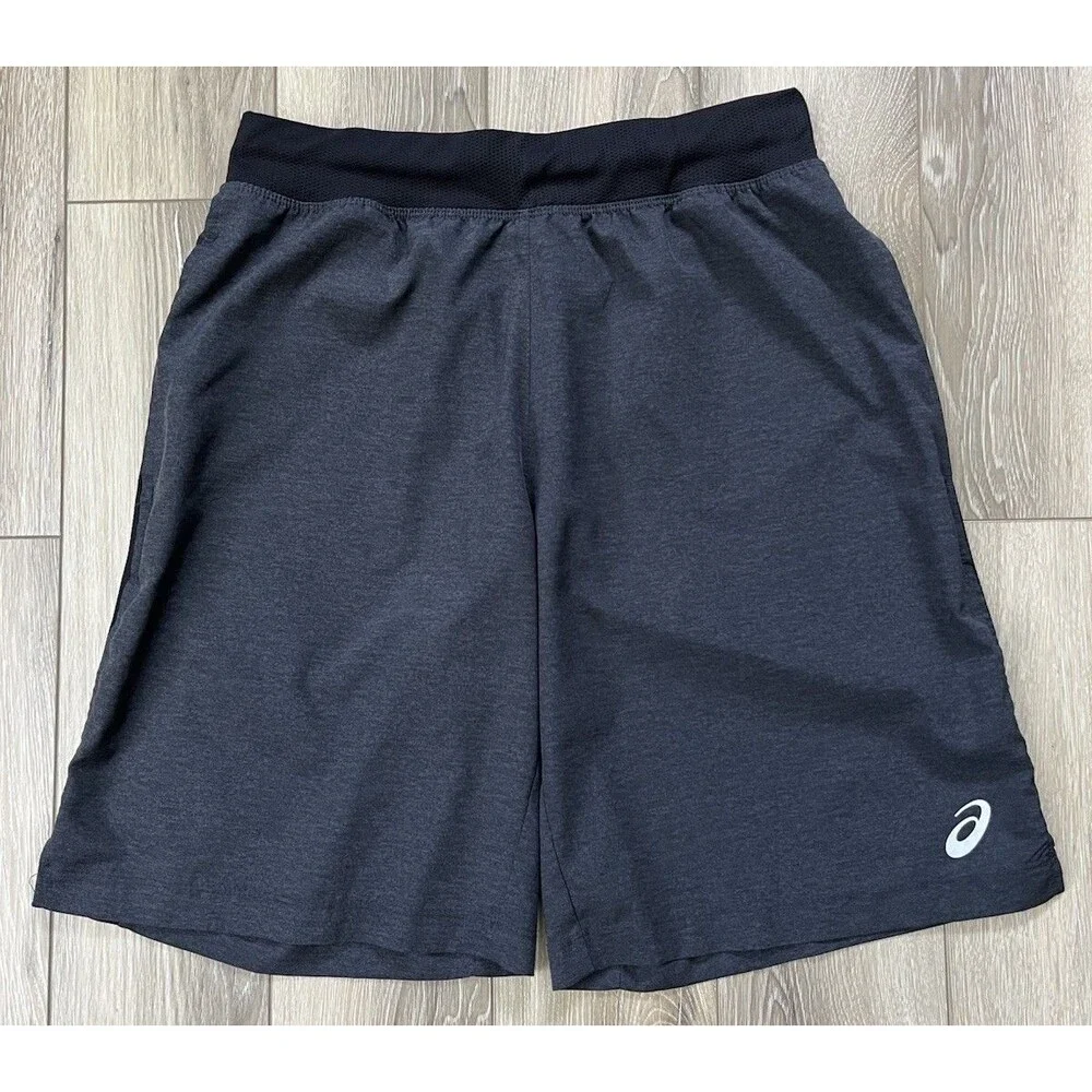 ASICS Gray Mixer Athletic Workout Shorts Mens Sz Small Pockets Lightweight